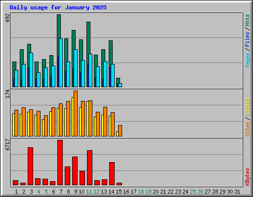 Daily usage for January 2025